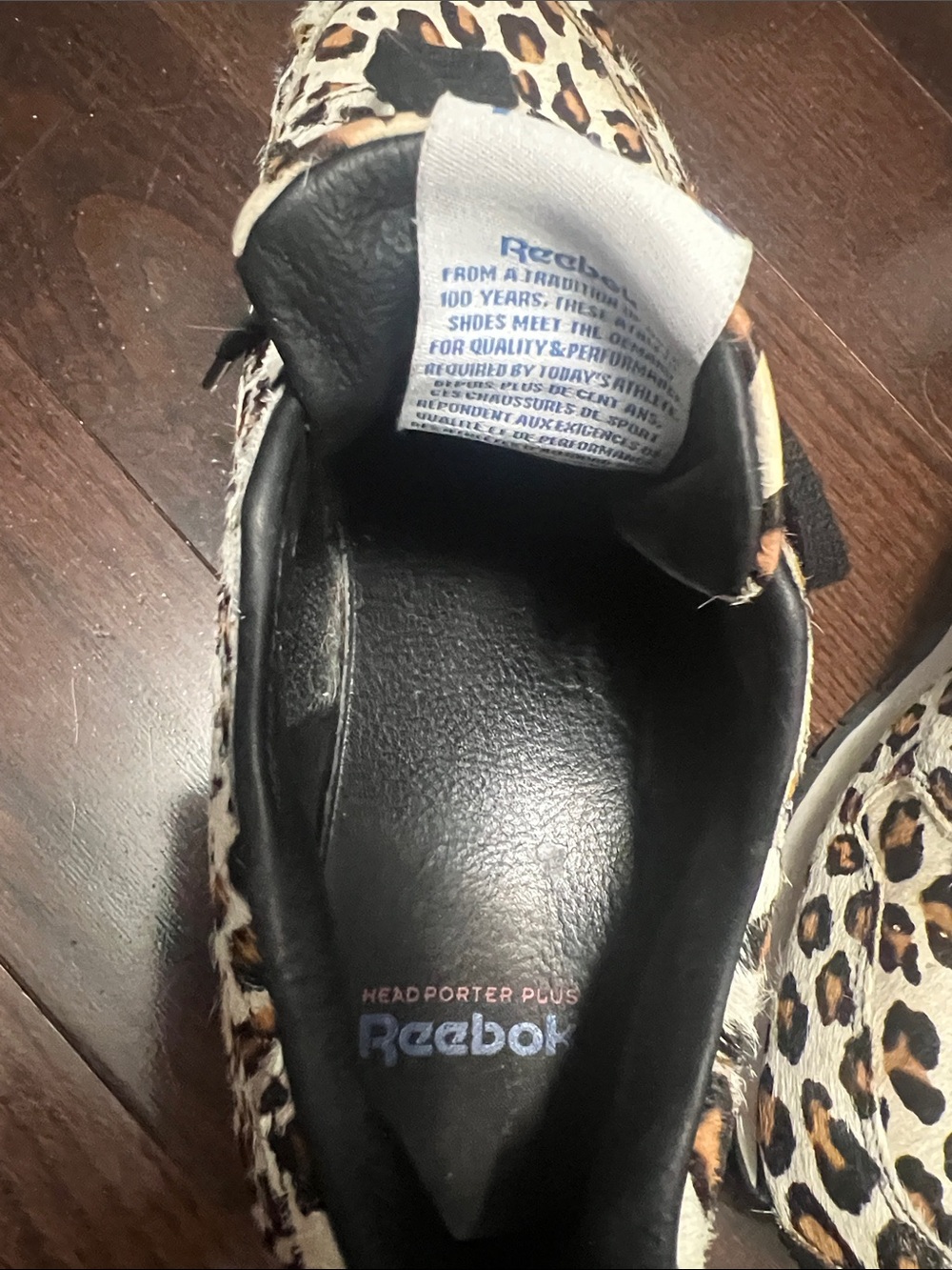 Reebok Leopard Print Lace-Up Sneakers - Black/Tan/White - Picture 6 of 6